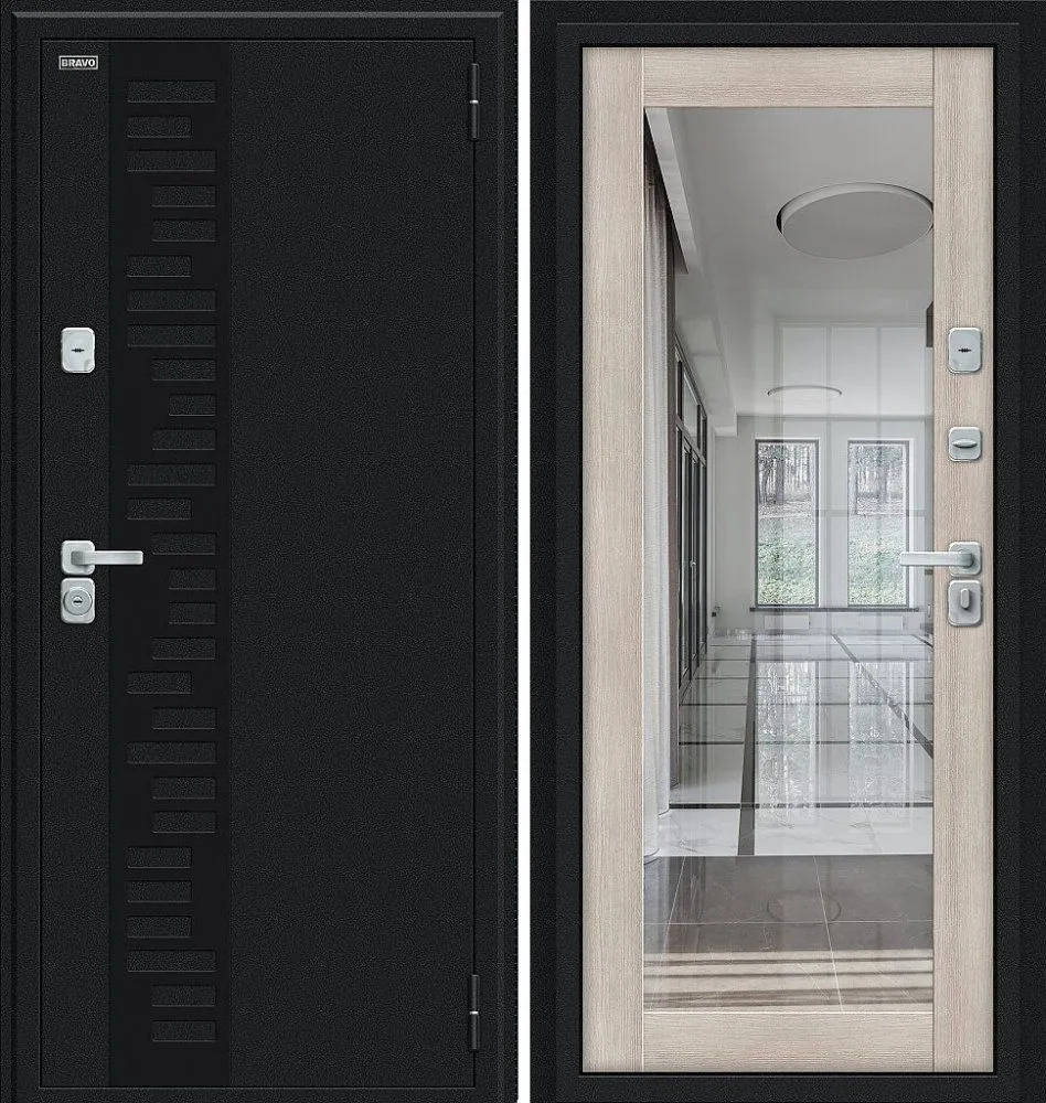 Фото Дверь Браво Thermo Флэш Декор-2 Букле черное/Cappuccino Veralinga DIS006773